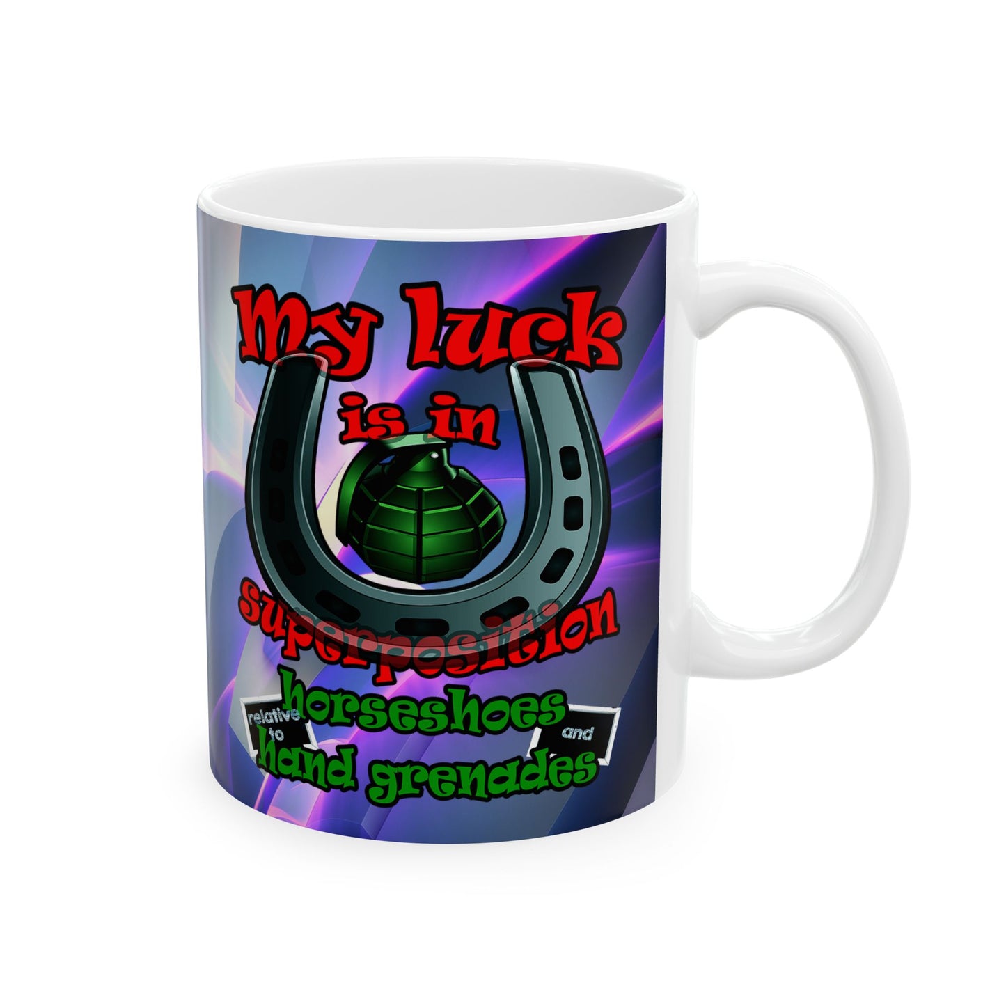 my luck - White Mug (grey-pink wave)