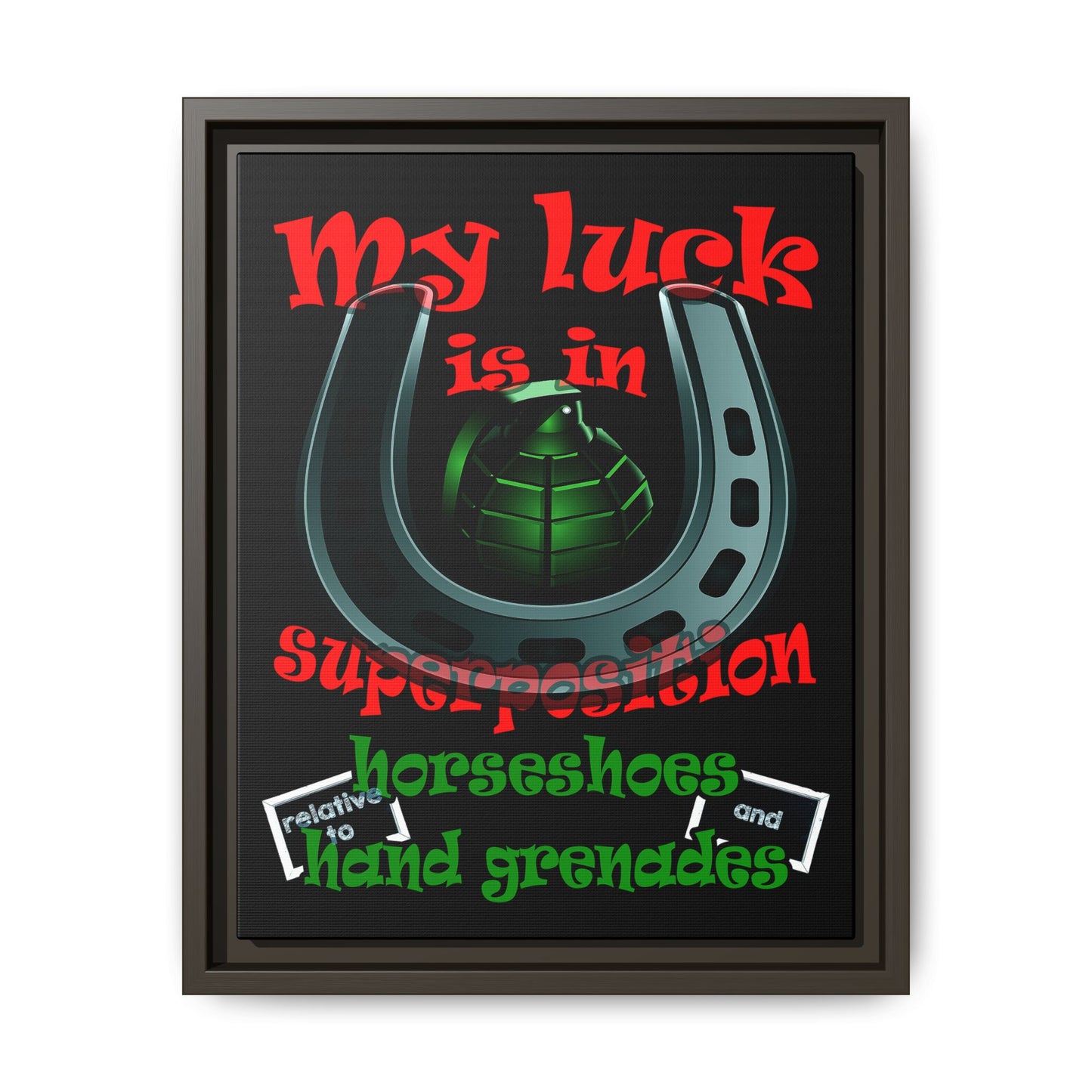 my luck - framed canvas art (black)