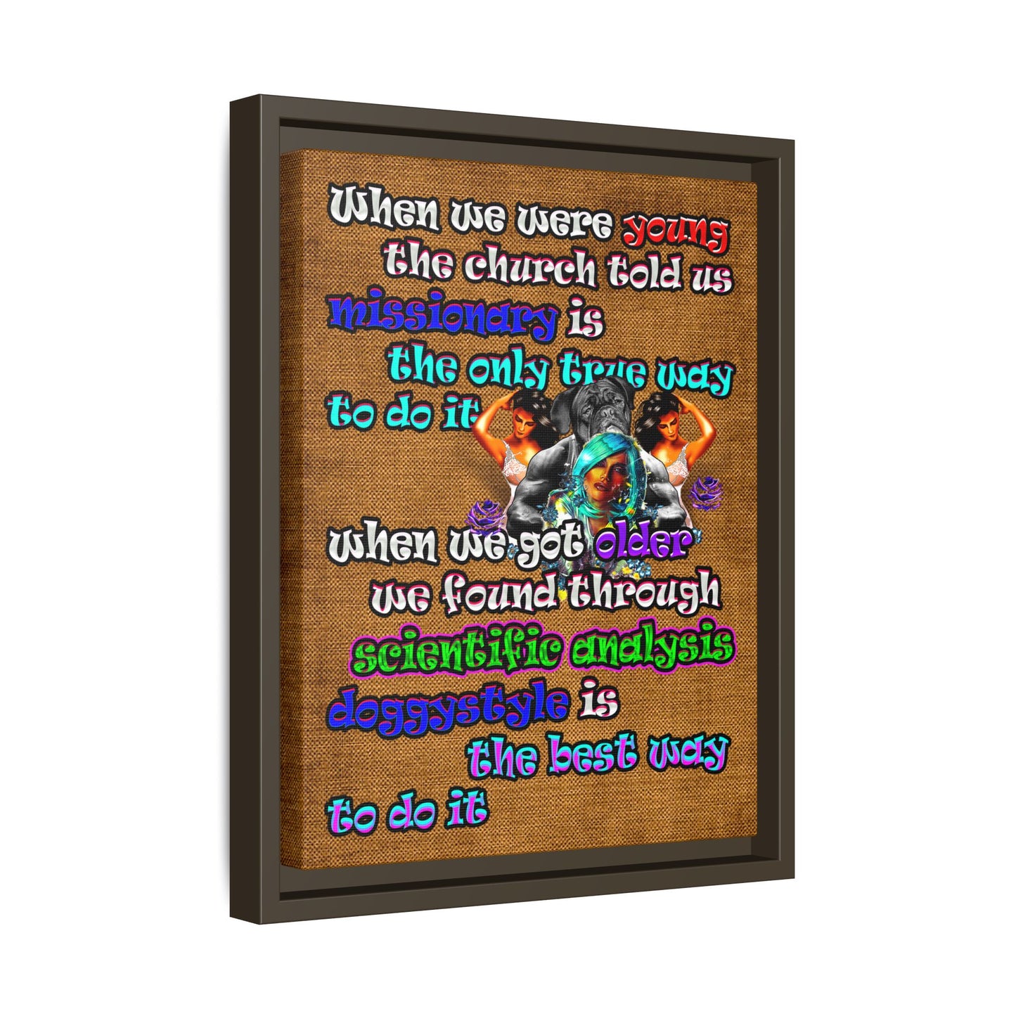 doggystyle - framed canvas art (brown papyrus)
