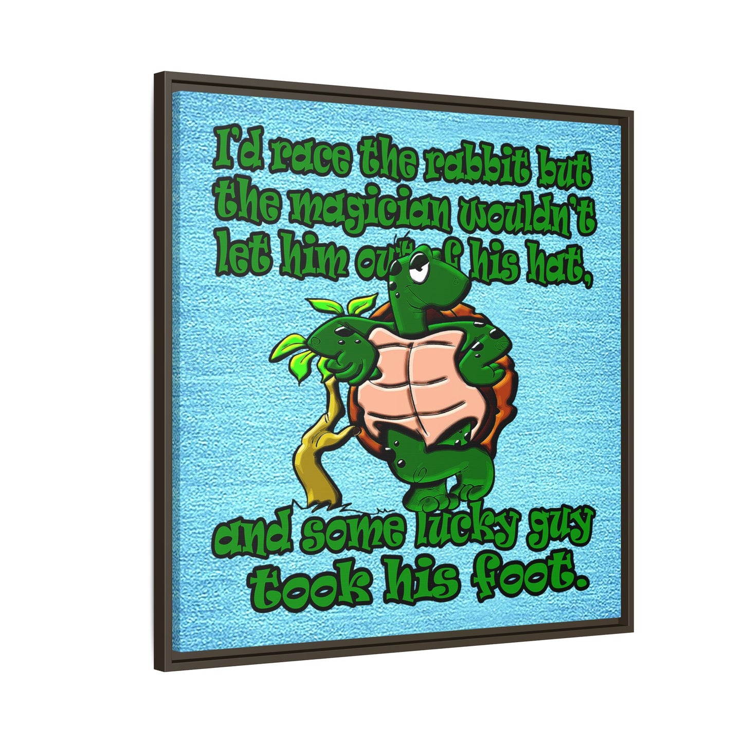 turtle race - framed canvas art (faded blue)