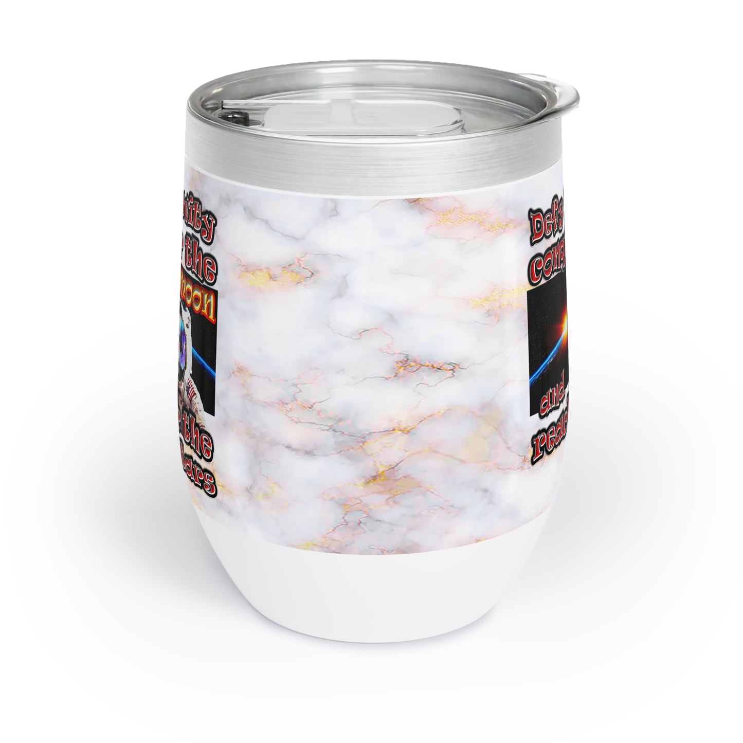 defy conquer reach - Chill Wine Tumbler (white marble)