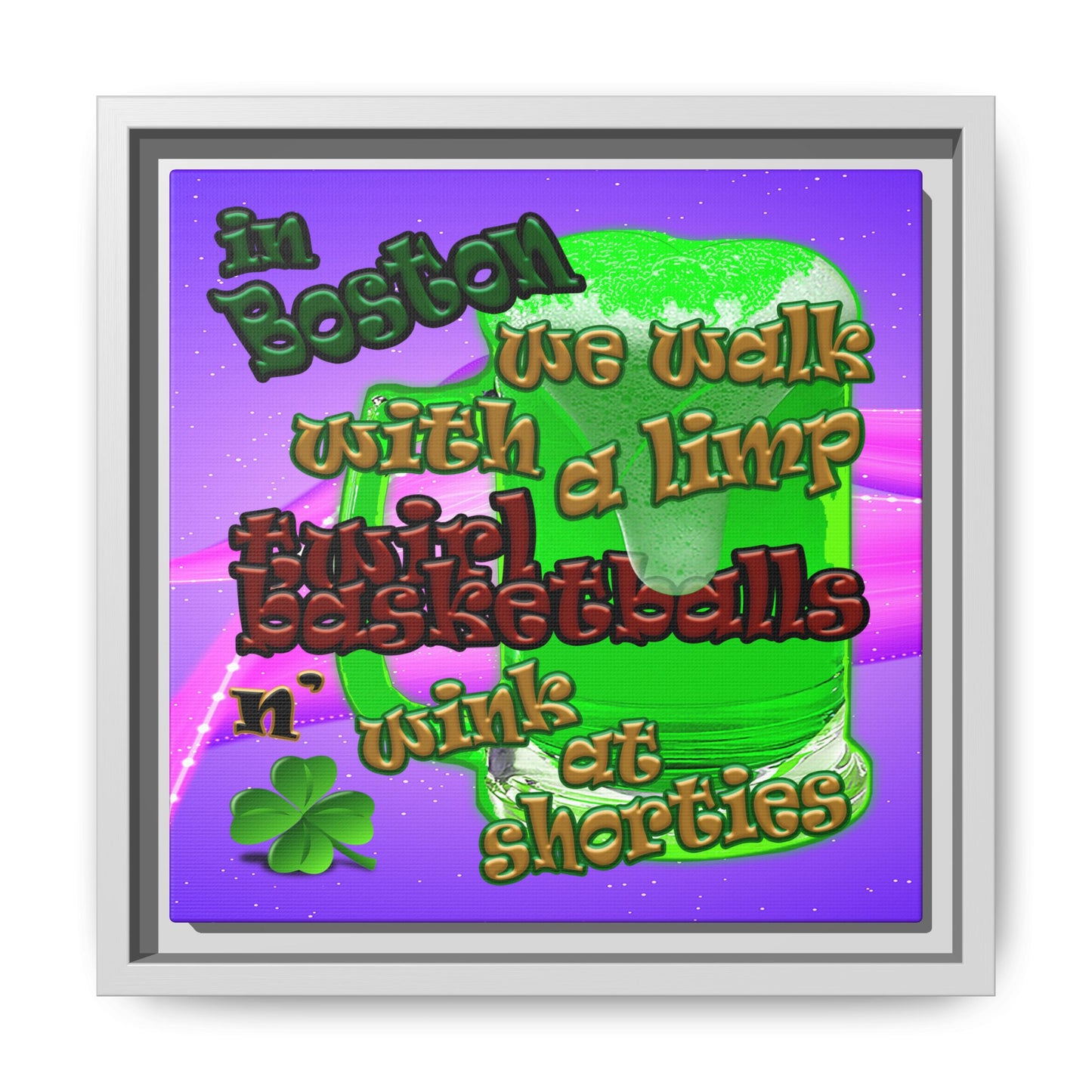 celtics logo - framed canvas art (purple-pink wave)