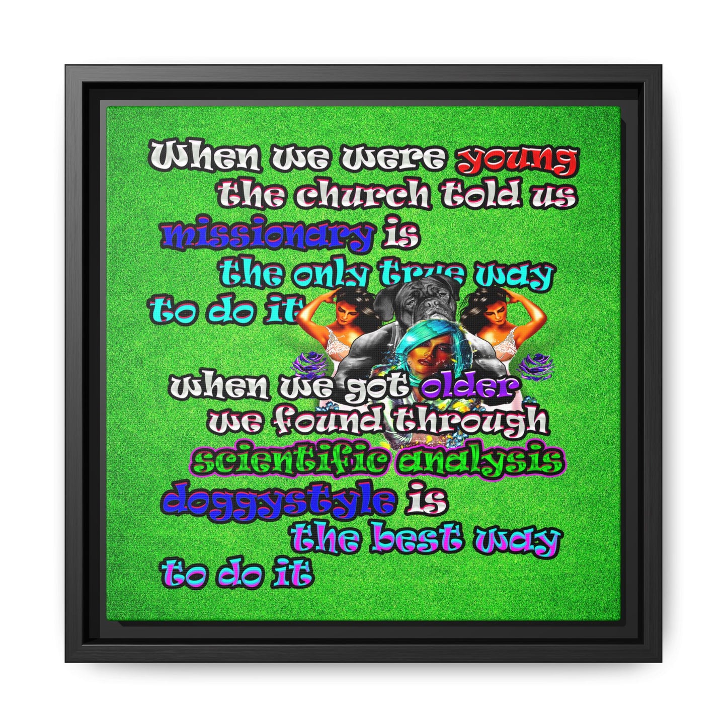 doggystyle - framed canvas art (green turf)
