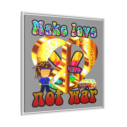 love peace - framed canvas art (grey)