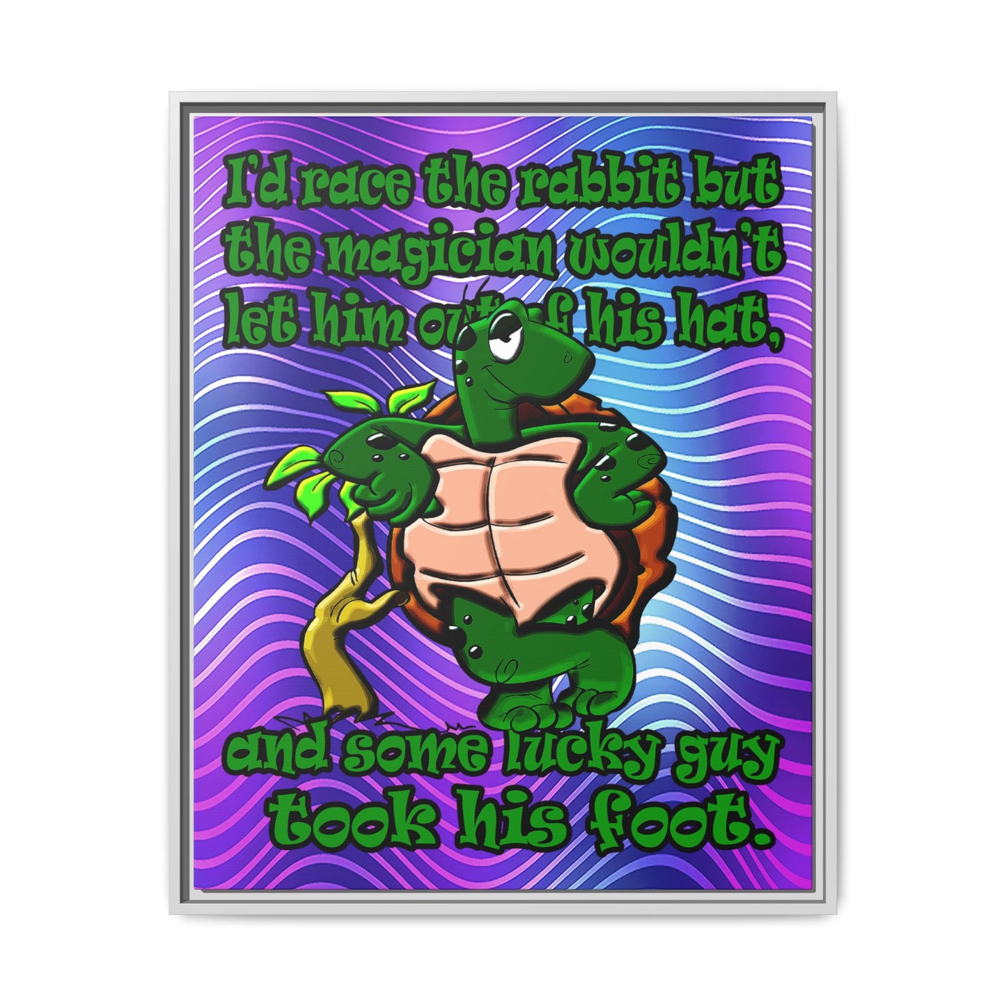 turtle race - framed canvas art (purple wave)