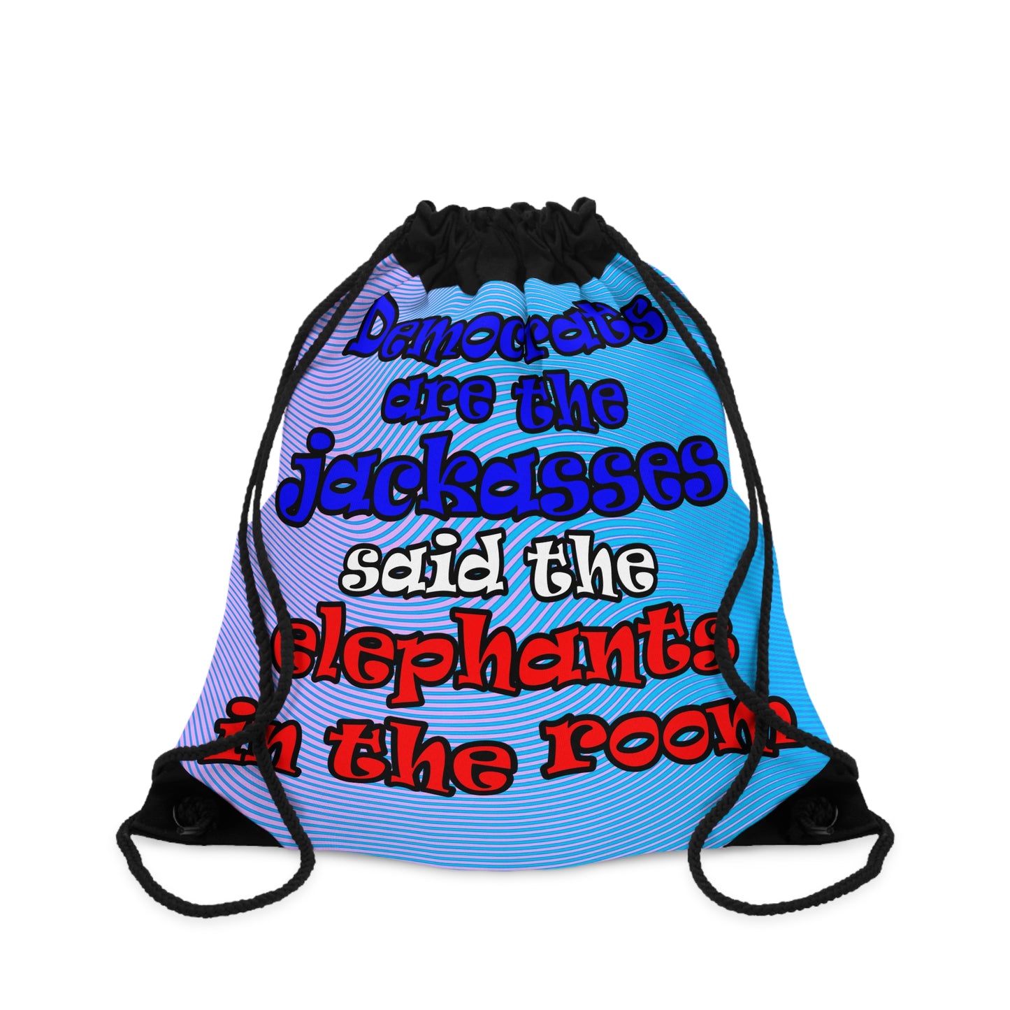 donkeys and elephants - Drawstring Bag (light blue-purple wave)