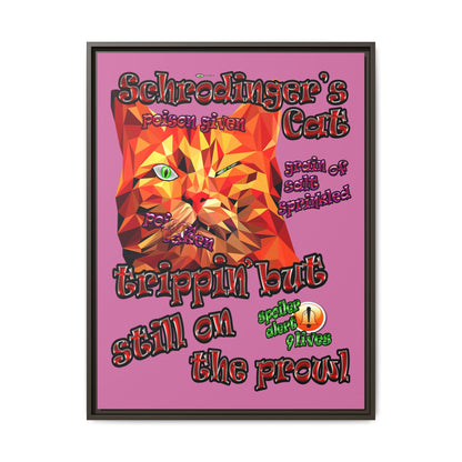 schrodinger's cat - framed canvas art (light pink)