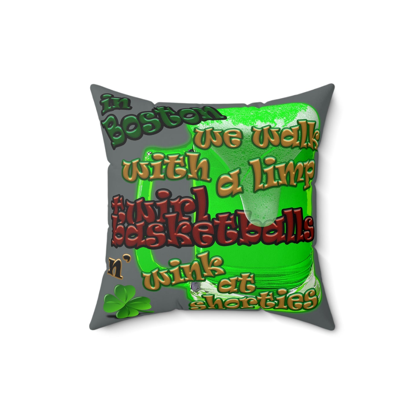 celtics logo - Spun Polyester Square Pillow - (dark grey)