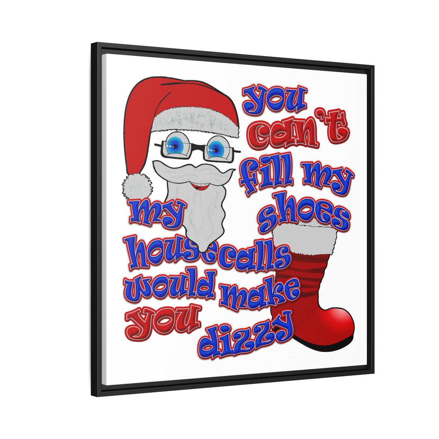 santa's shoes - framed canvas art (white)