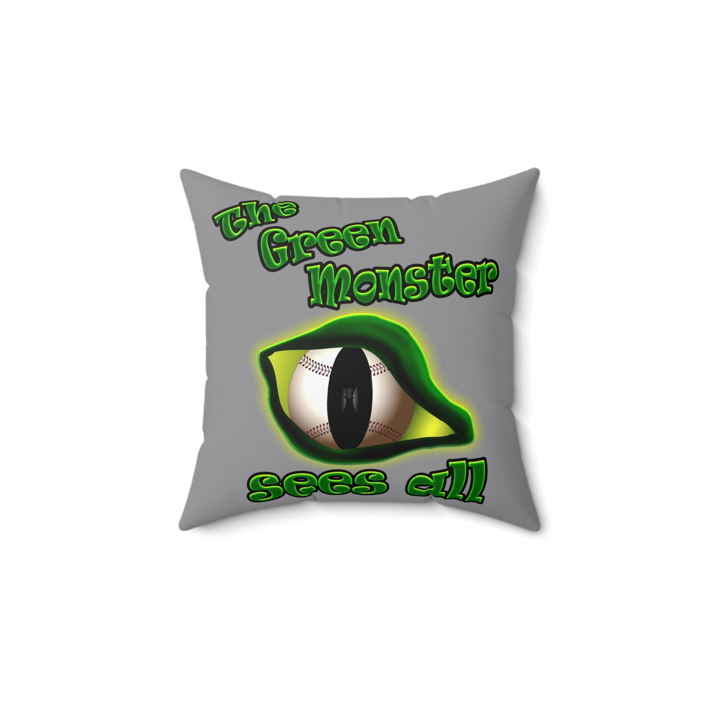 green monster - Spun Polyester Square Pillow - (grey)