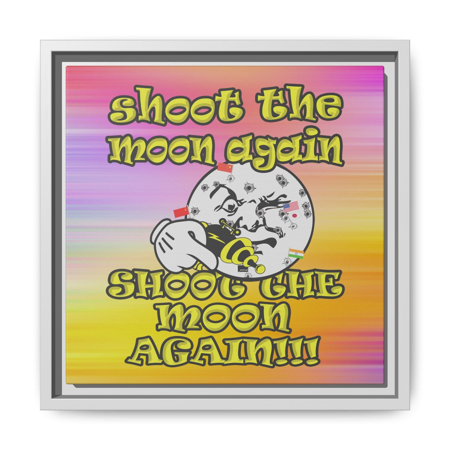 shoot the moon again - framed canvas art (color blur)