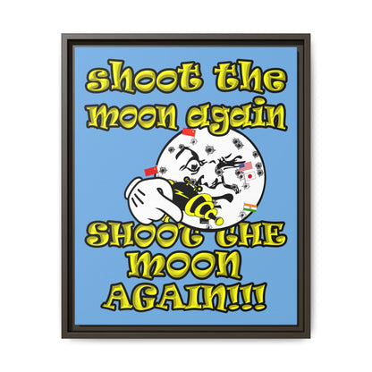 shoot the moon again - framed canvas art (light blue)