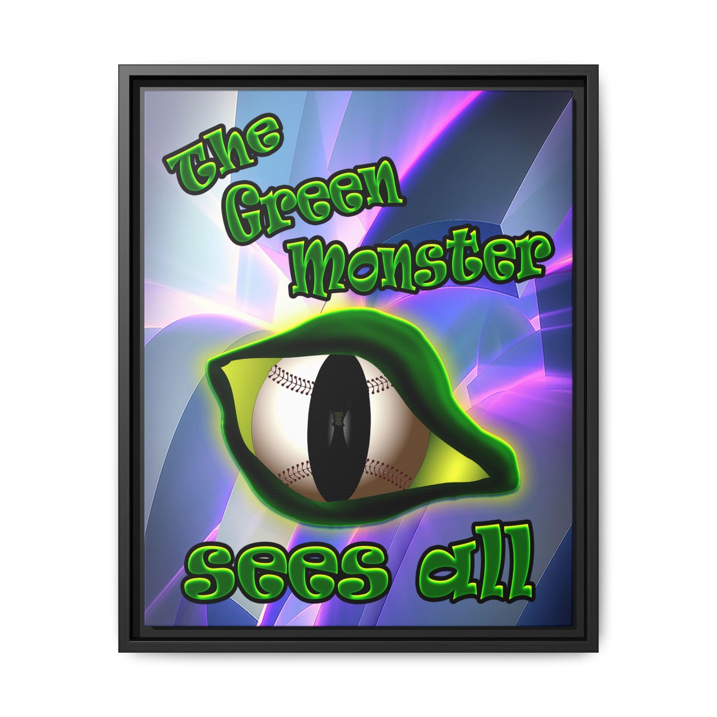 green monster - framed canvas art (grey-pink wave)