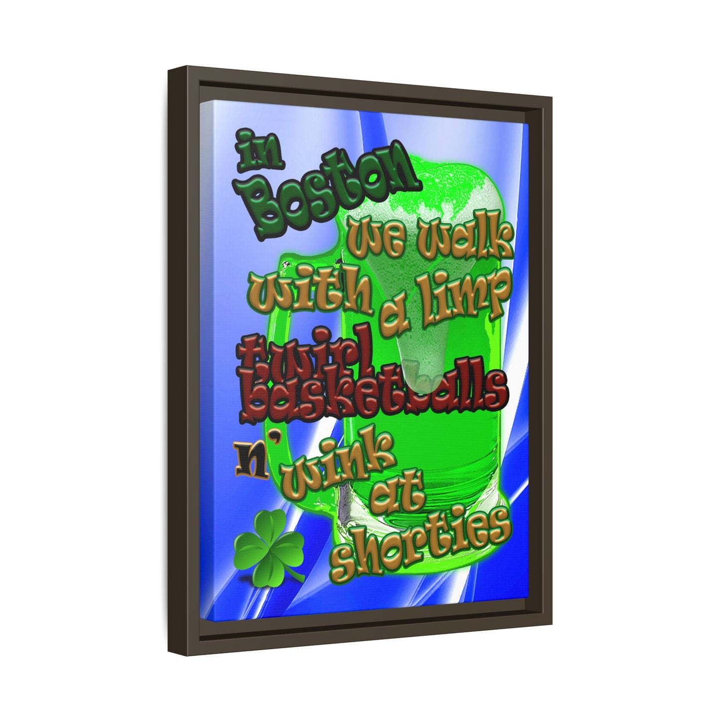 celtics logo - framed canvas art (blue-white wave)