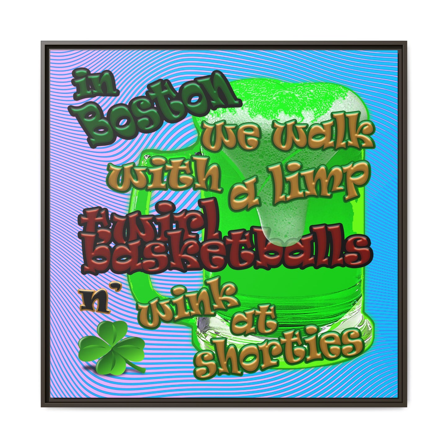 celtics logo - framed canvas art (light blue-purple wave)