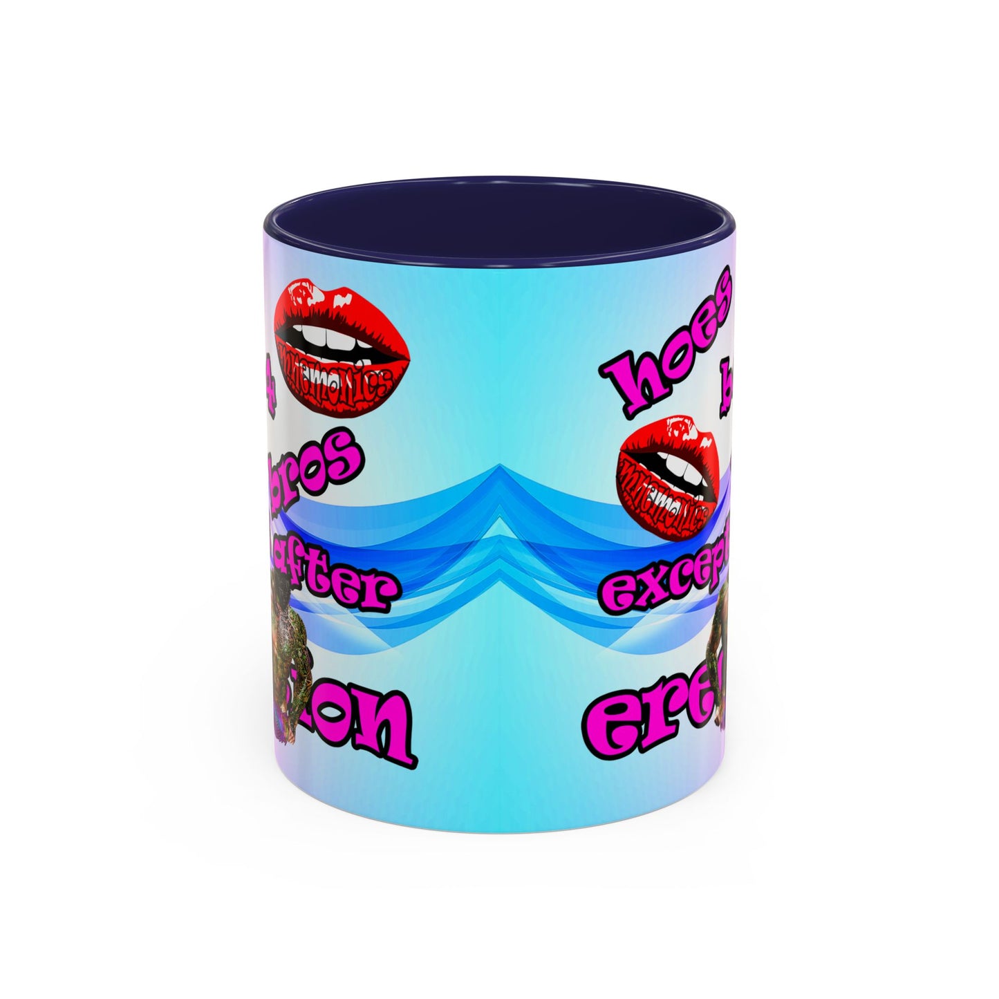 hoes b4 bros - Accent Mug (light blue-pink wave)