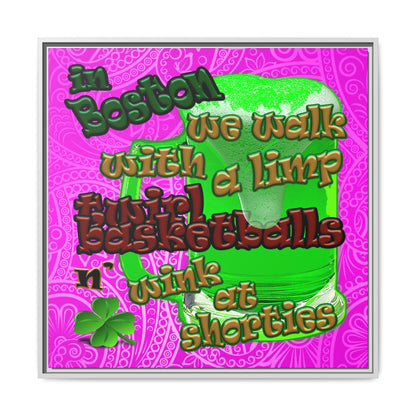 celtics logo - framed canvas art (pink swirl)