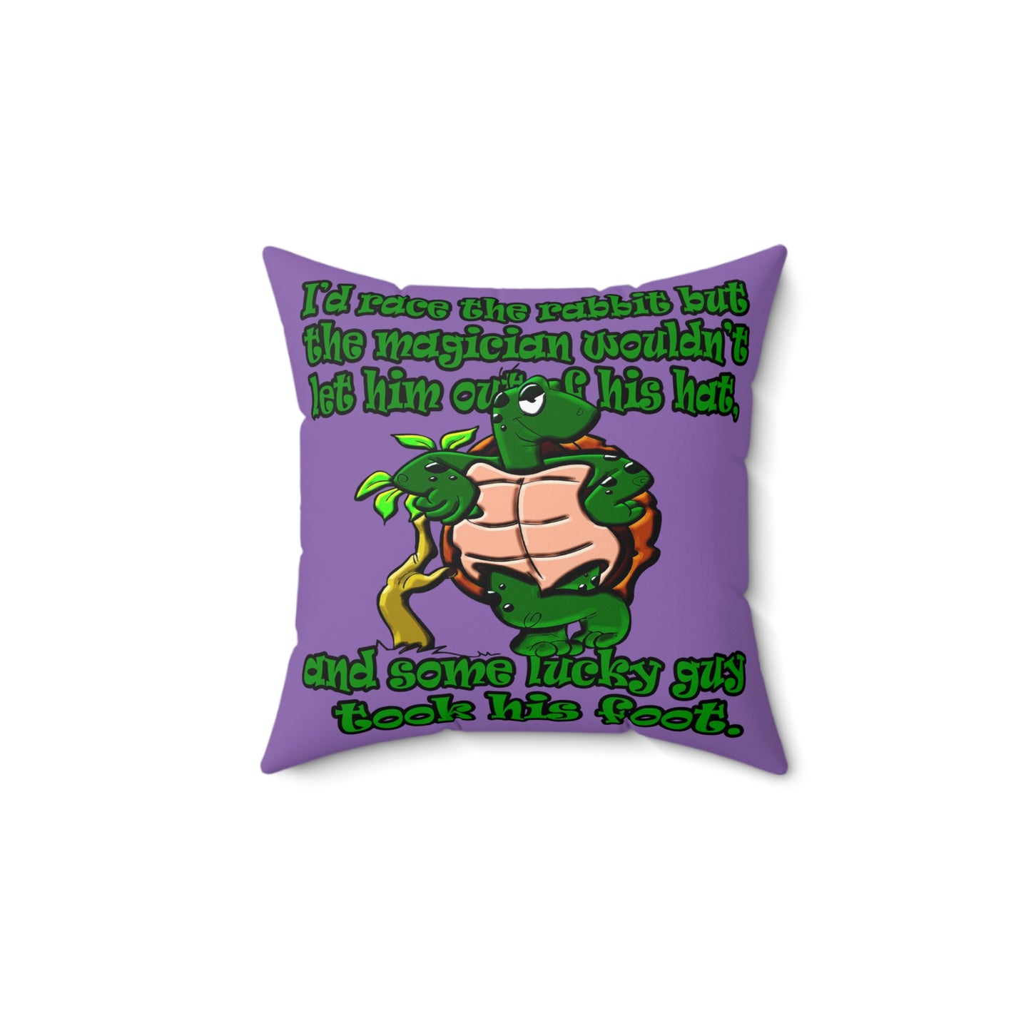 turtle race - Spun Polyester Square Pillow - (light purple)