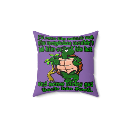 turtle race - Spun Polyester Square Pillow - (light purple)