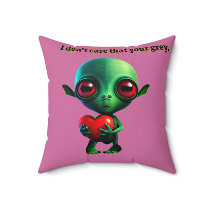 I don't care that your grey - Faux Suede Square Pillow - (light pink)