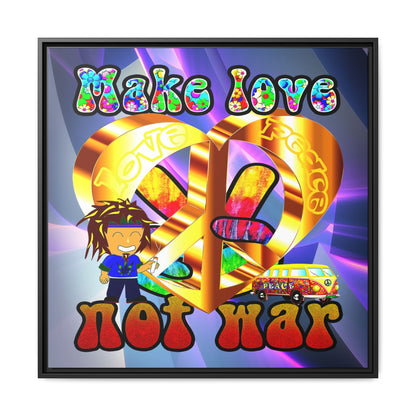 love peace - framed canvas art (grey-pink wave)
