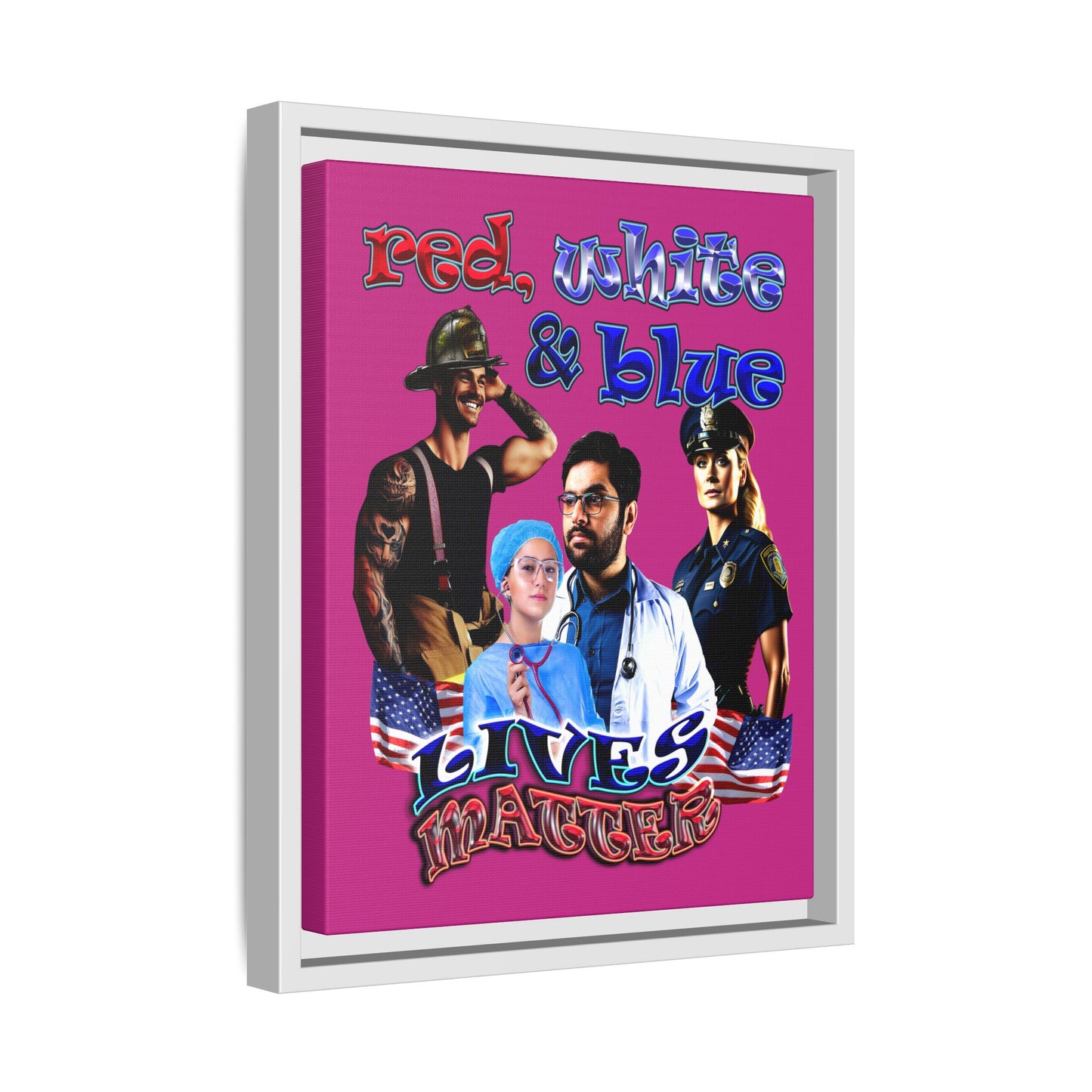 rw&b lives matter - framed canvas art (pink)