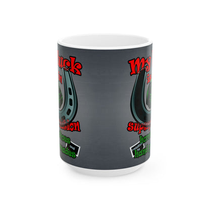 my luck - White Mug (grey-light grey)