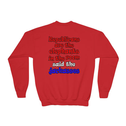 donkeys and elephants - Youth Crewneck Sweatshirt