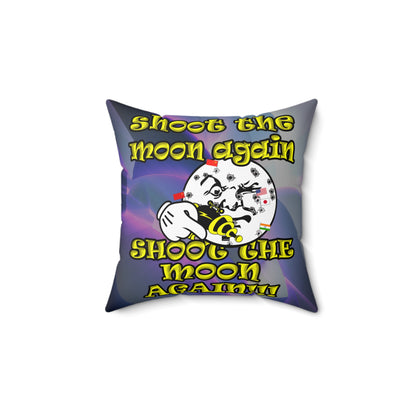 shoot the moon again - Spun Polyester Square Pillow - (grey-pink wave)