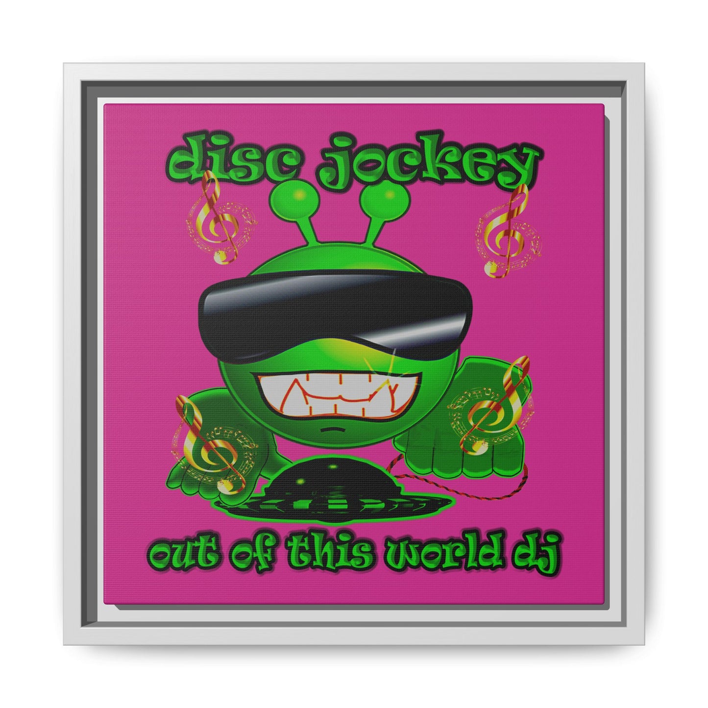 disc jockey - framed canvas art (pink)