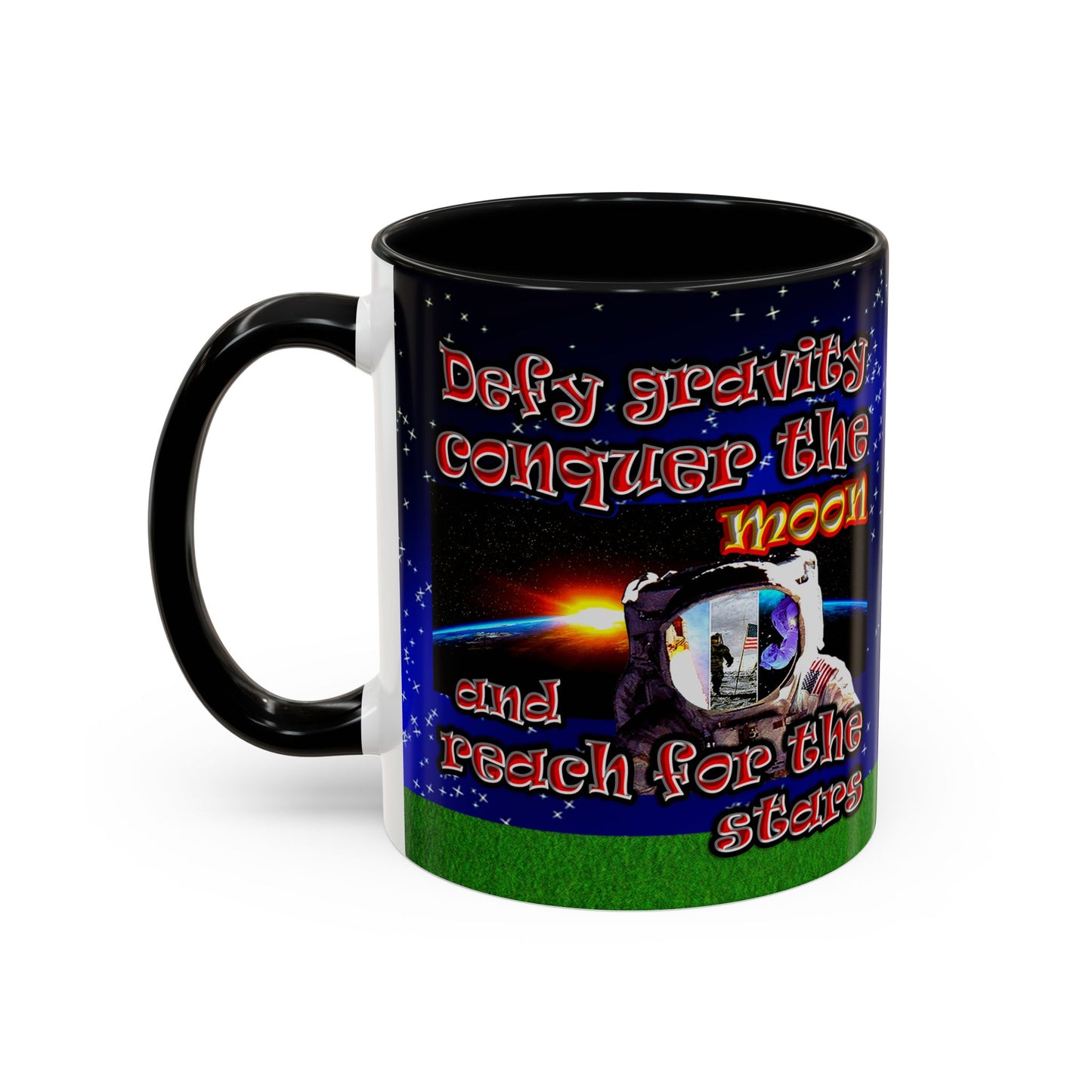 defy conquer reach - Accent Mug ('snoops' background)