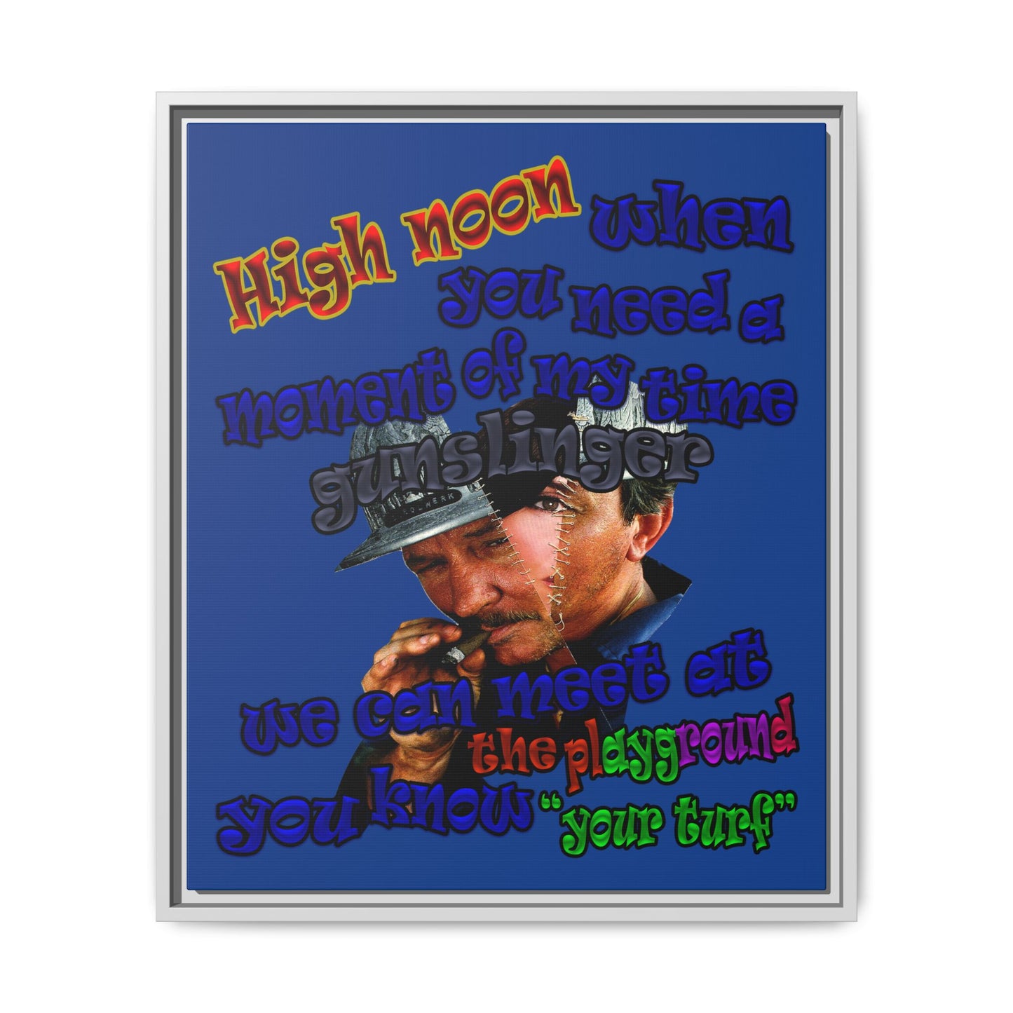 high noon - framed canvas art (dark blue)