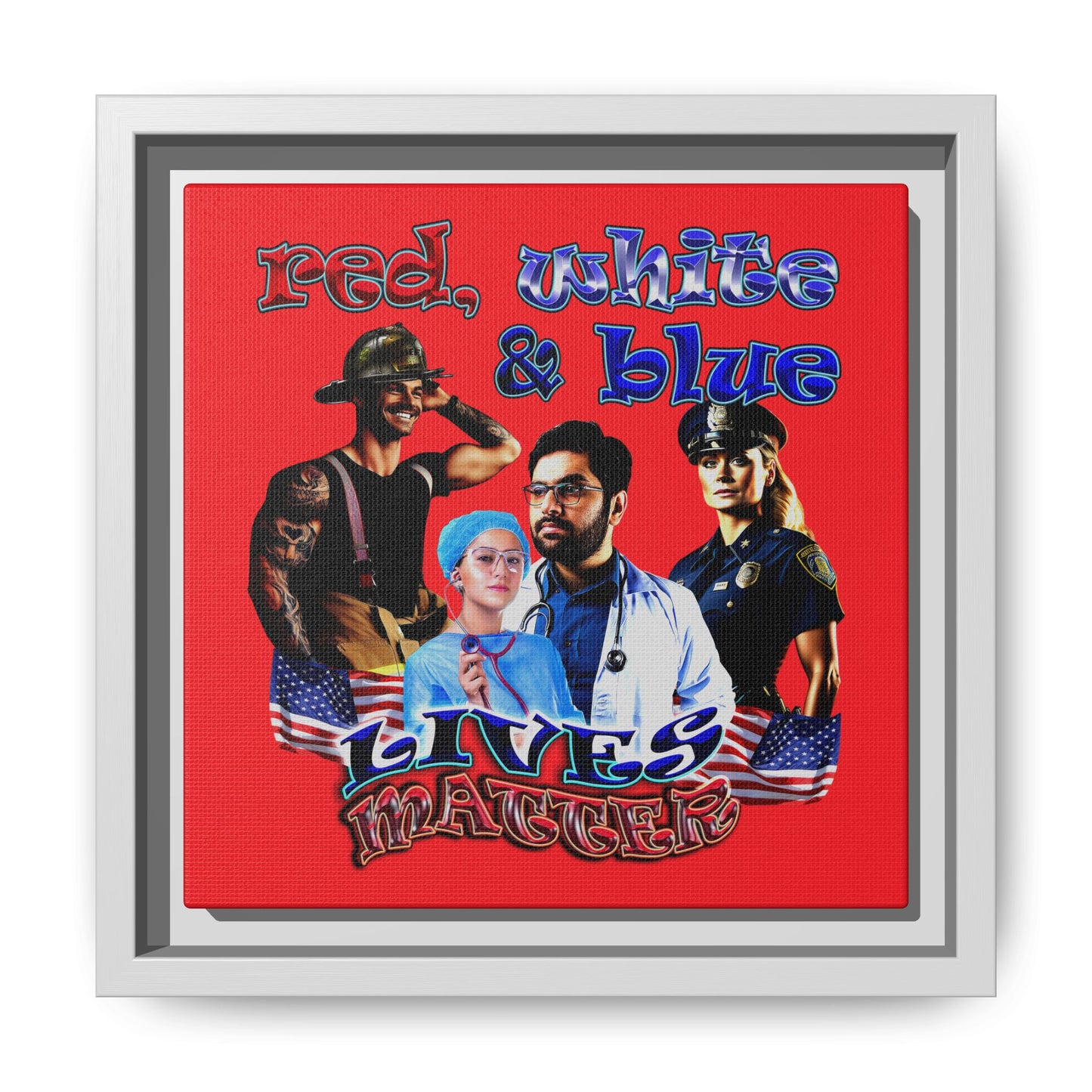 rw&b lives matter - framed canvas art (red)
