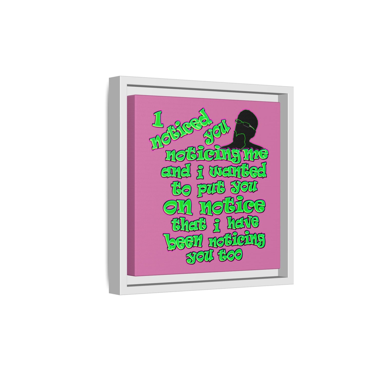 noticed you noticing - framed canvas art (light pink)