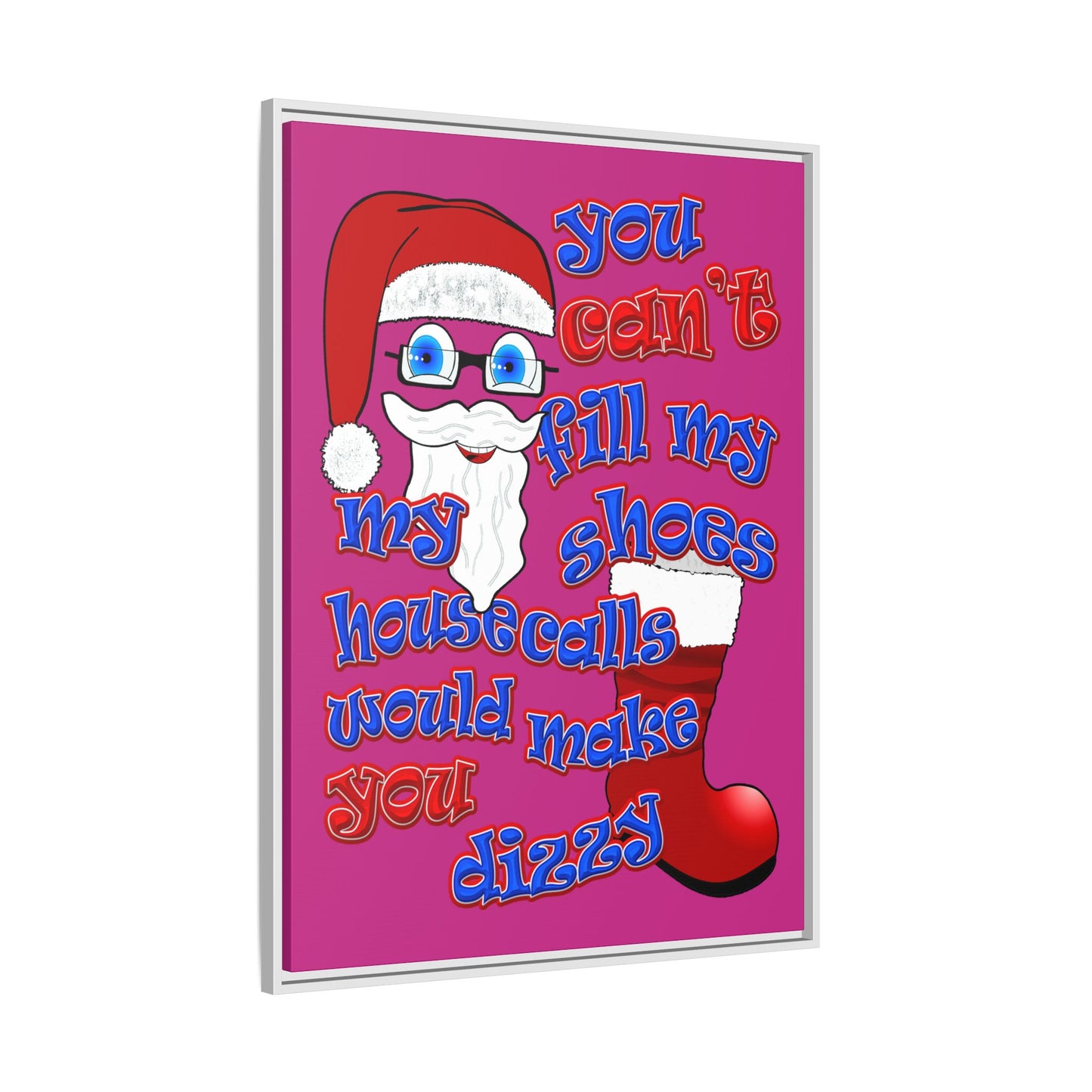 santa's shoes - framed canvas art (pink)