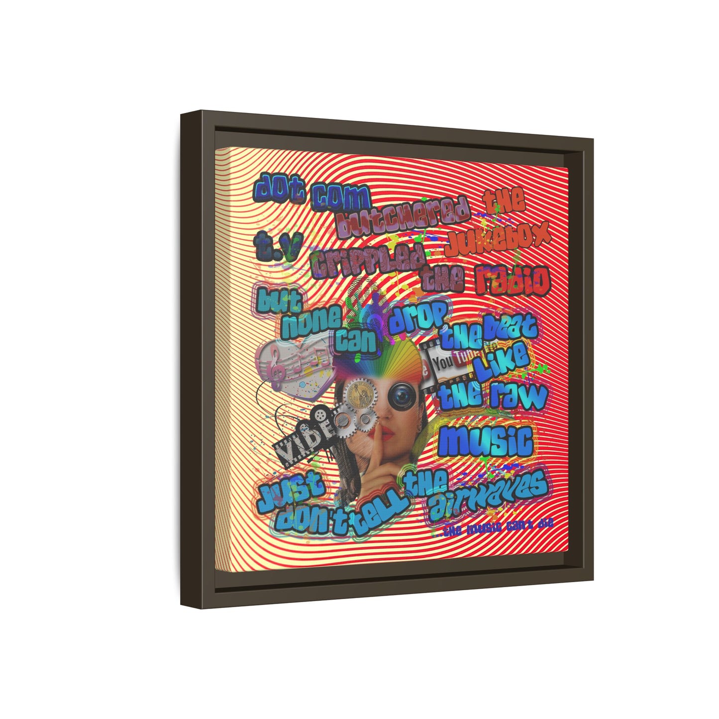 drop the beat - framed canvas art (yellow-orange wave)