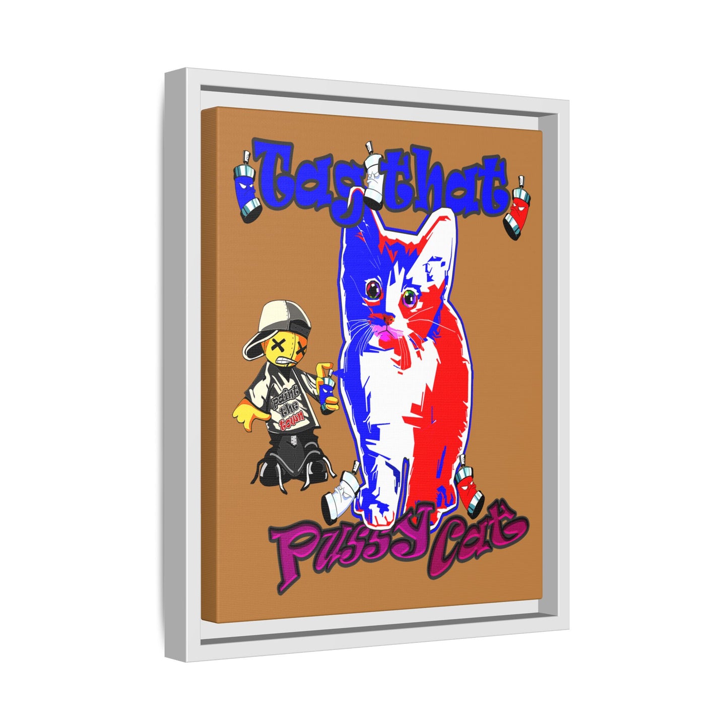 tag that - framed canvas art (light brown)