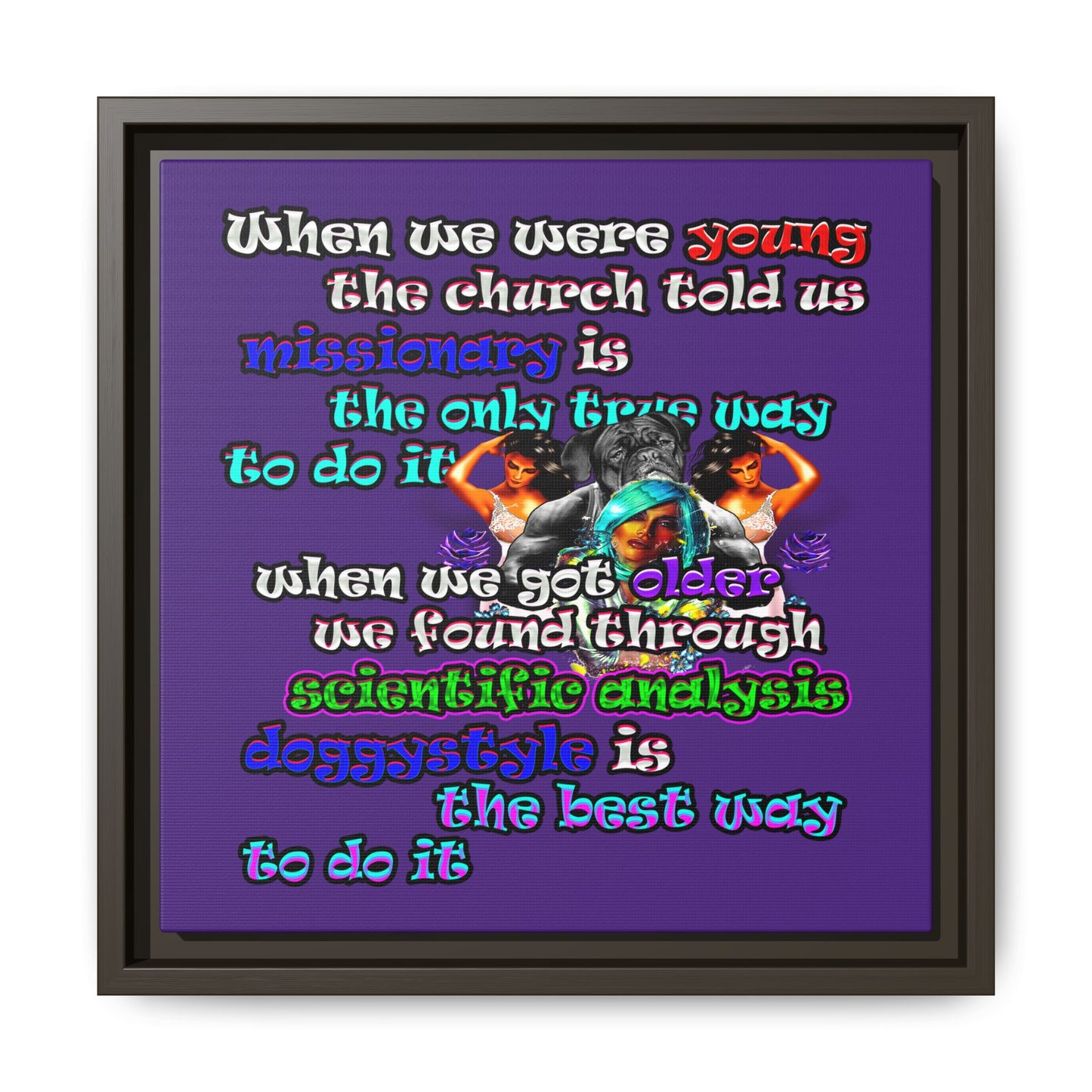 doggystyle - framed canvas art (purple)
