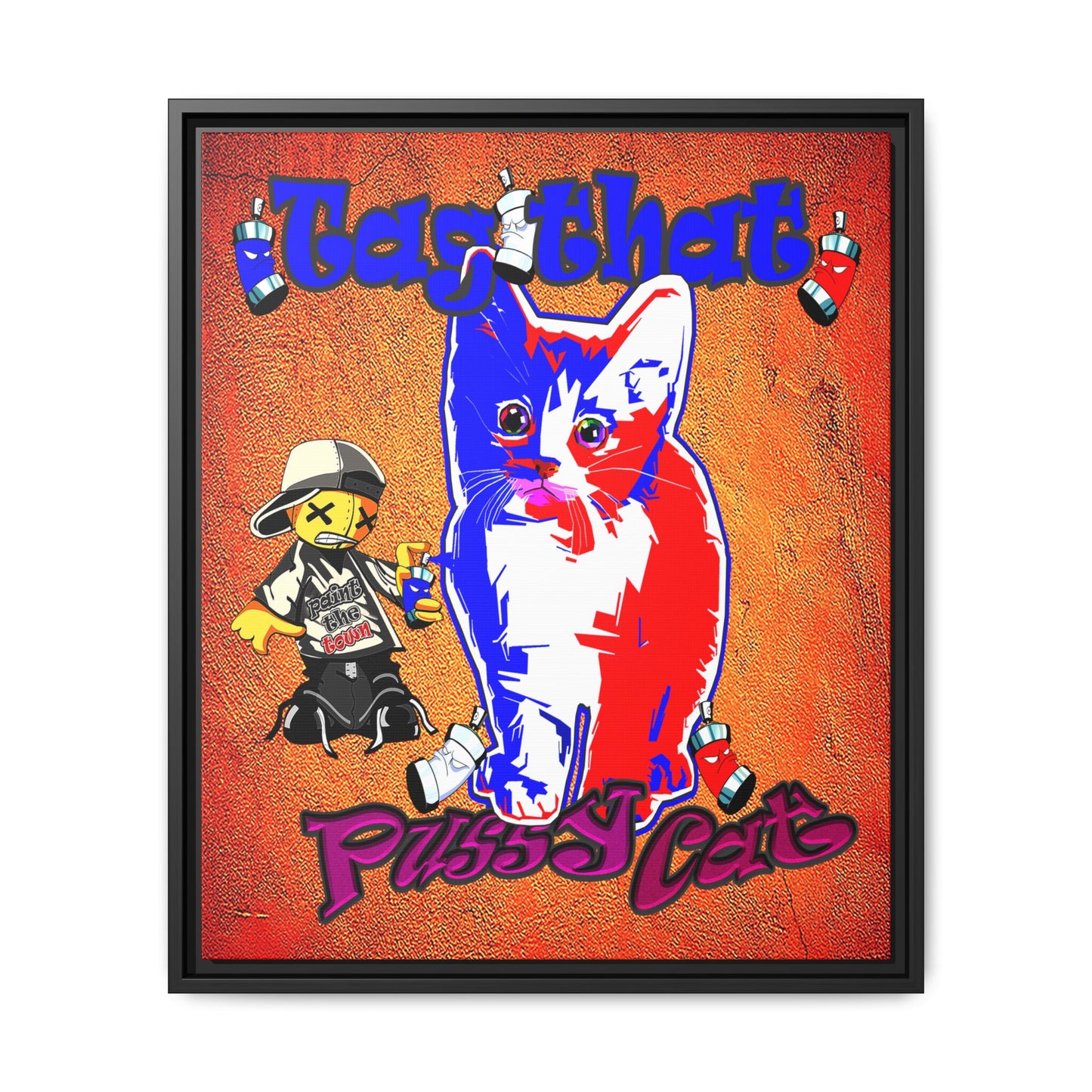 tag that - framed canvas art (burnt orange)
