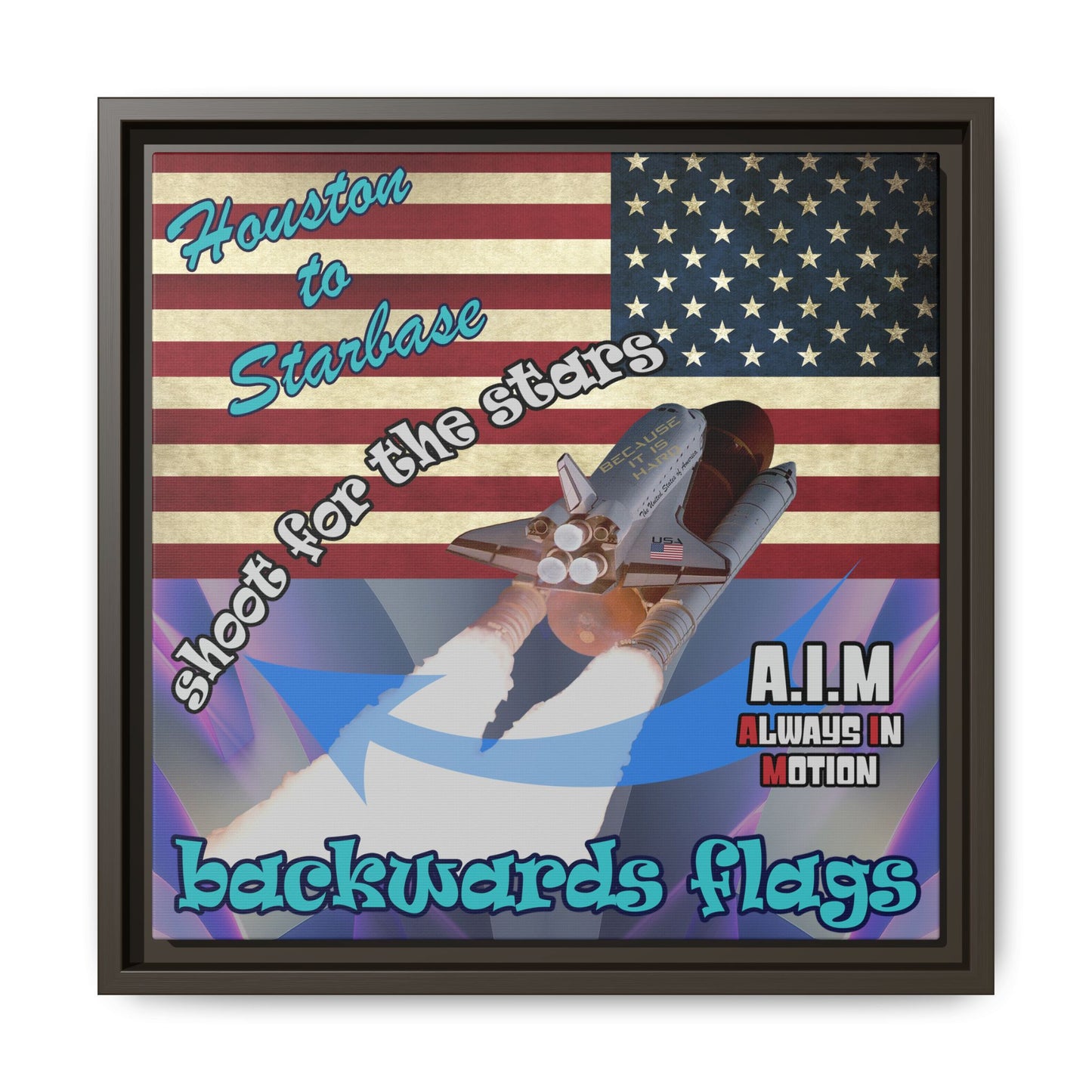 shoot for the stars - framed canvas art (grey-pink wave)
