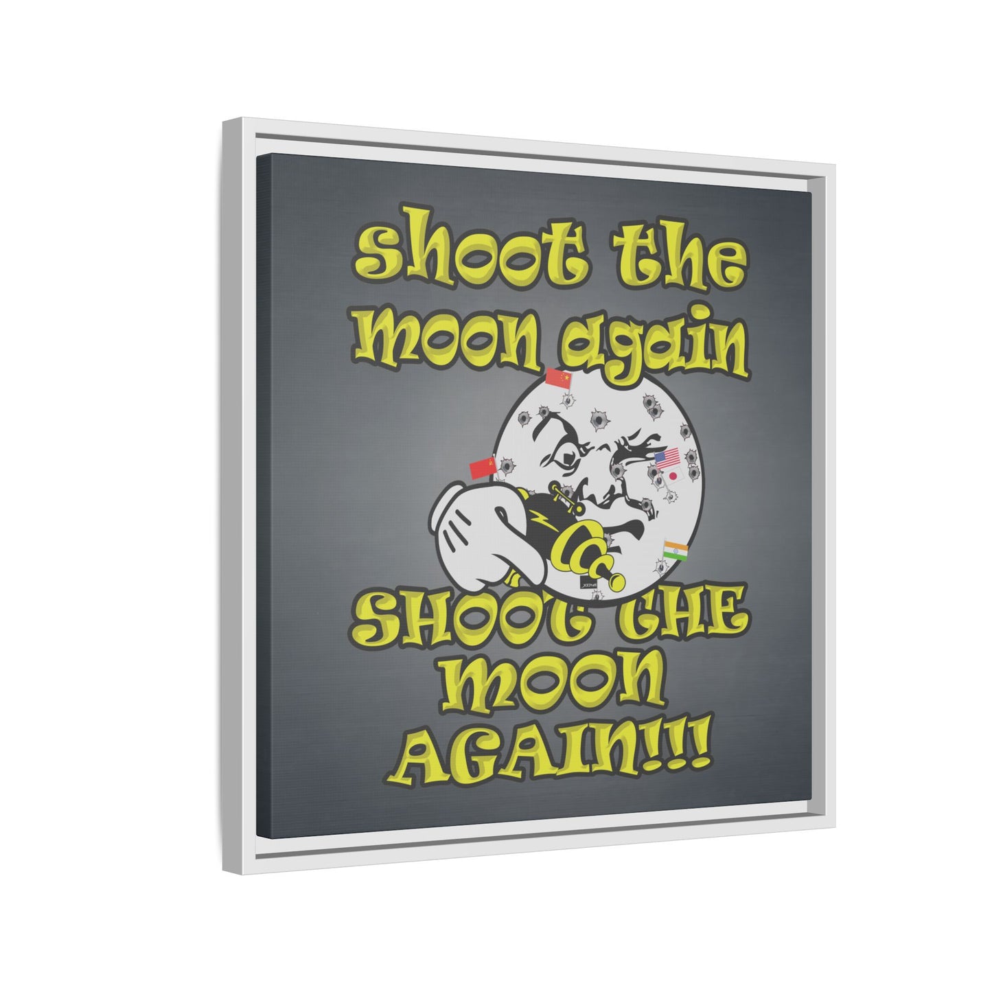 shoot the moon again - framed canvas art (grey-light grey)