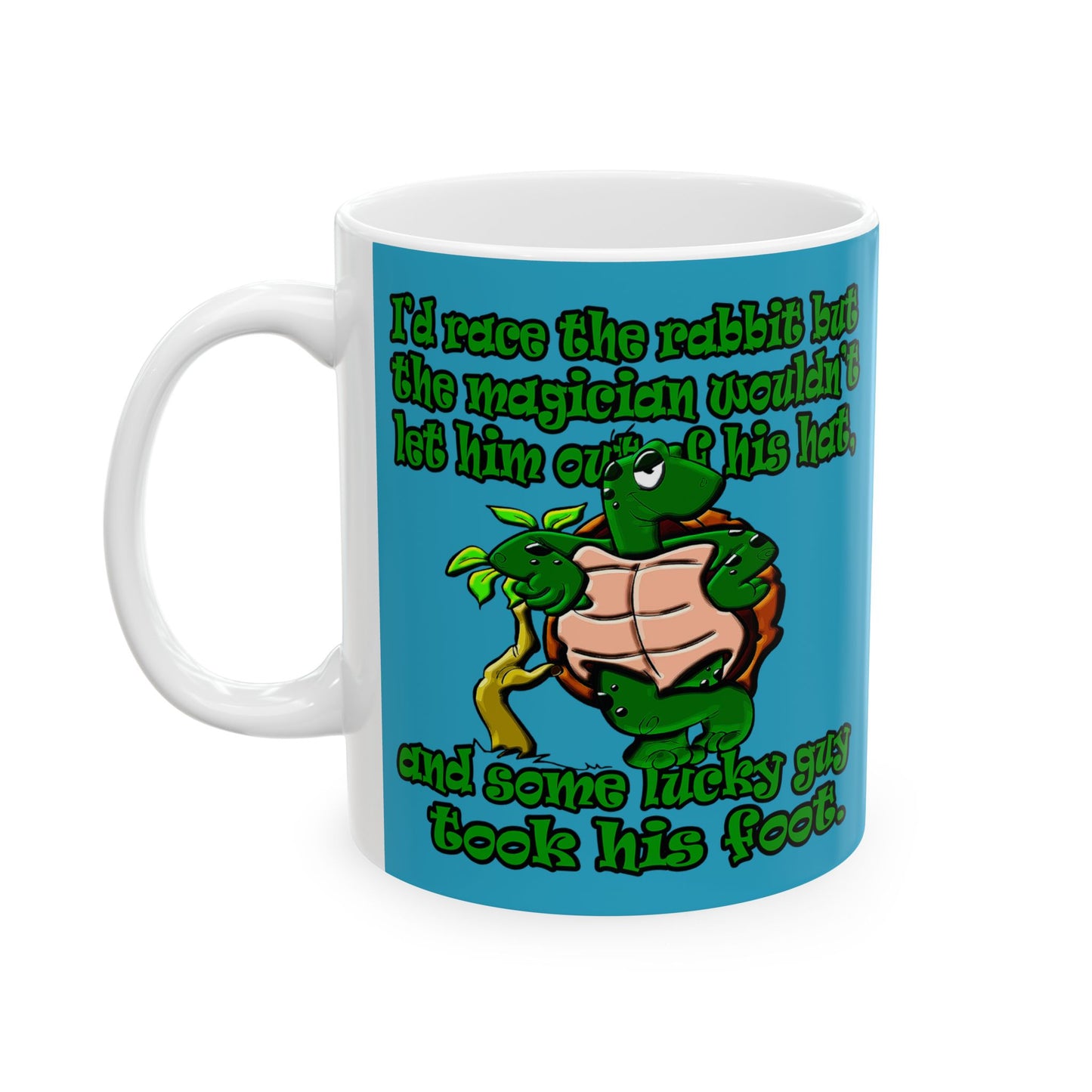 turtle race - White Mug (turquoise)
