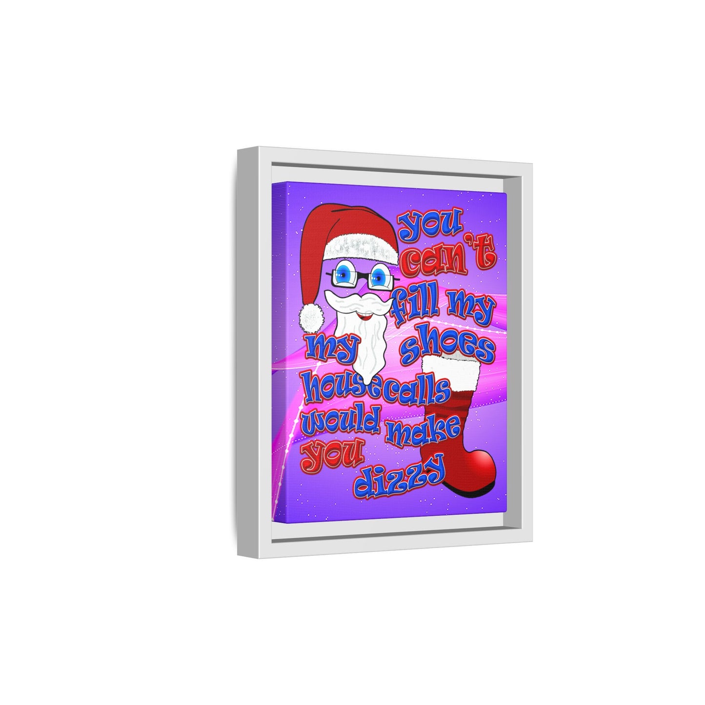 santa's shoes - framed canvas art (purple-pink wave)