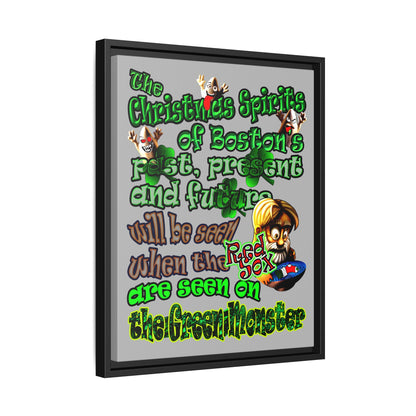 christmas spirits of boston - framed canvas art (light grey)