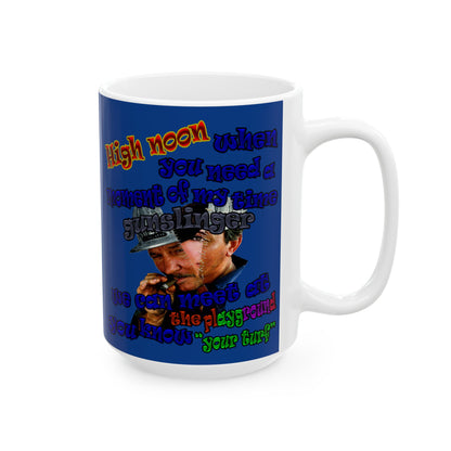 high noon - White Mug (dark blue)