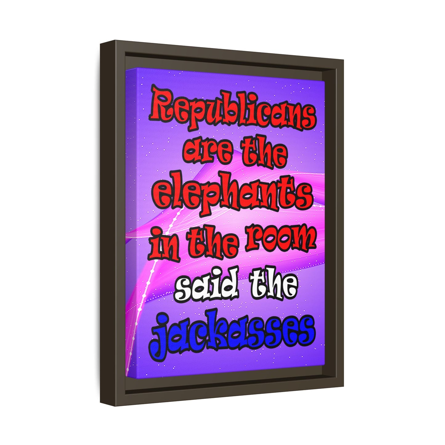 donkeys and elephants - framed canvas art (purple-pink wave)