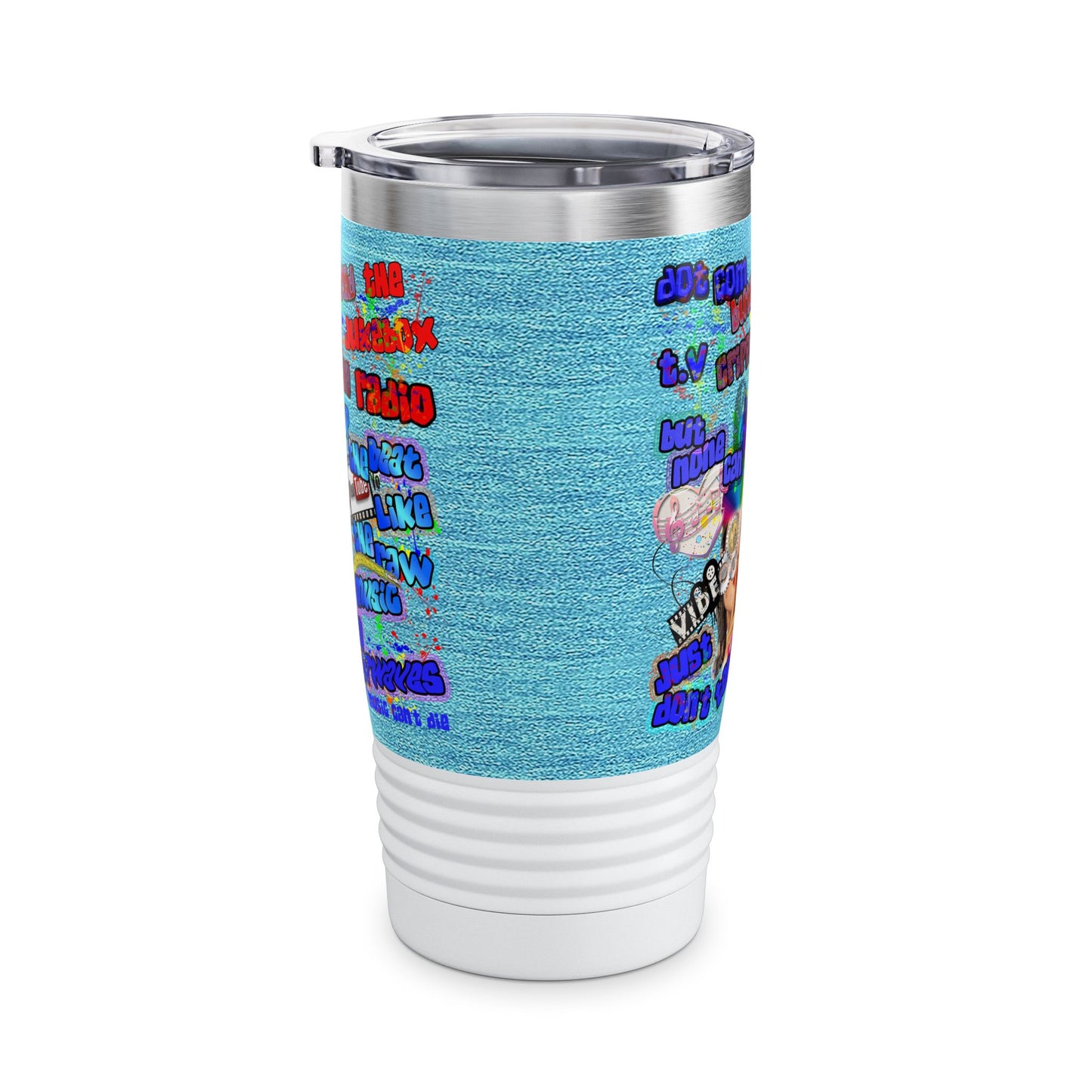 drop the beat - Ringneck Tumbler, 20oz  (faded blue)