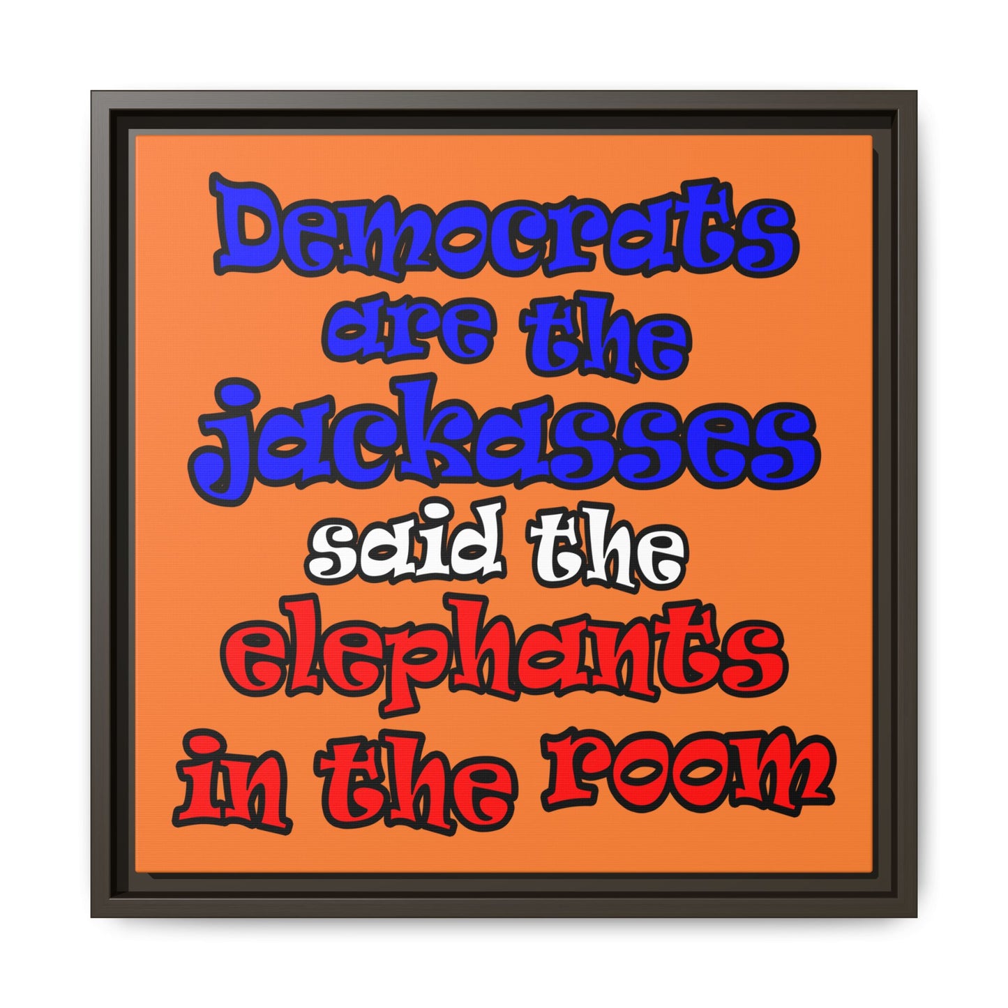 donkeys and elephants - framed canvas art (crusta)