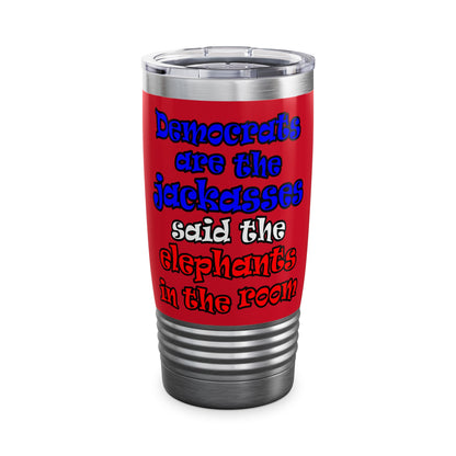 donkeys and elephants - Ringneck Tumbler, 20oz (dark red)