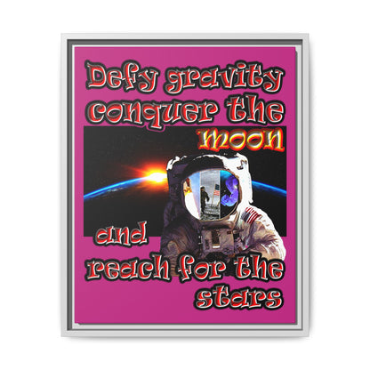 defy conquer reach - framed canvas art (pink)